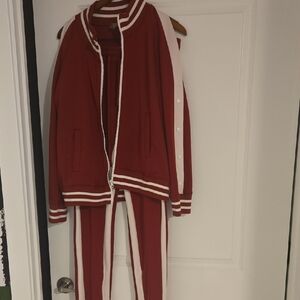 Source Unknown Red and White Women's Track Jacket & Pants Set